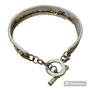 "She Believed She Could, So She Did" Silver Bracelet